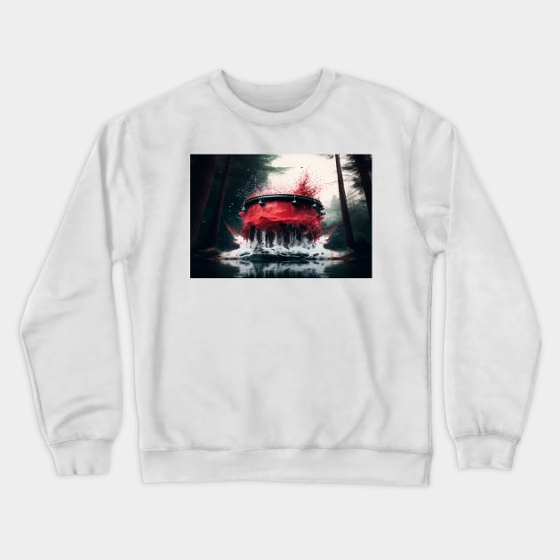 Drummer ArtWork With Water Splashing In The Forest Crewneck Sweatshirt by Unwind-Art-Work